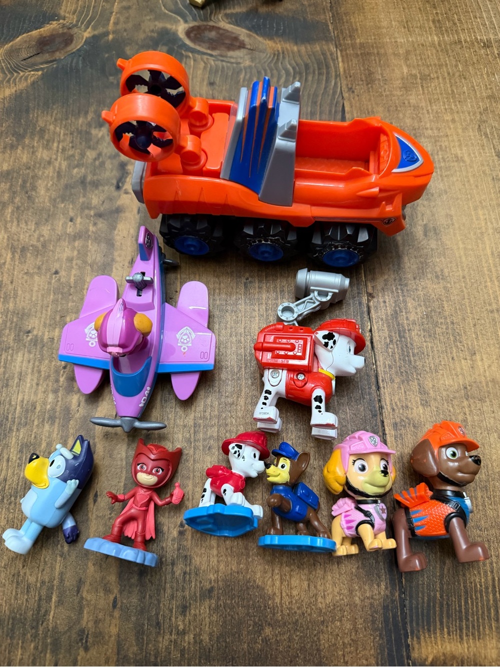 Paw Patrol Bluey PJ Masks Toy Lot Skye Marshall Chase Zuma Vehicles Figures